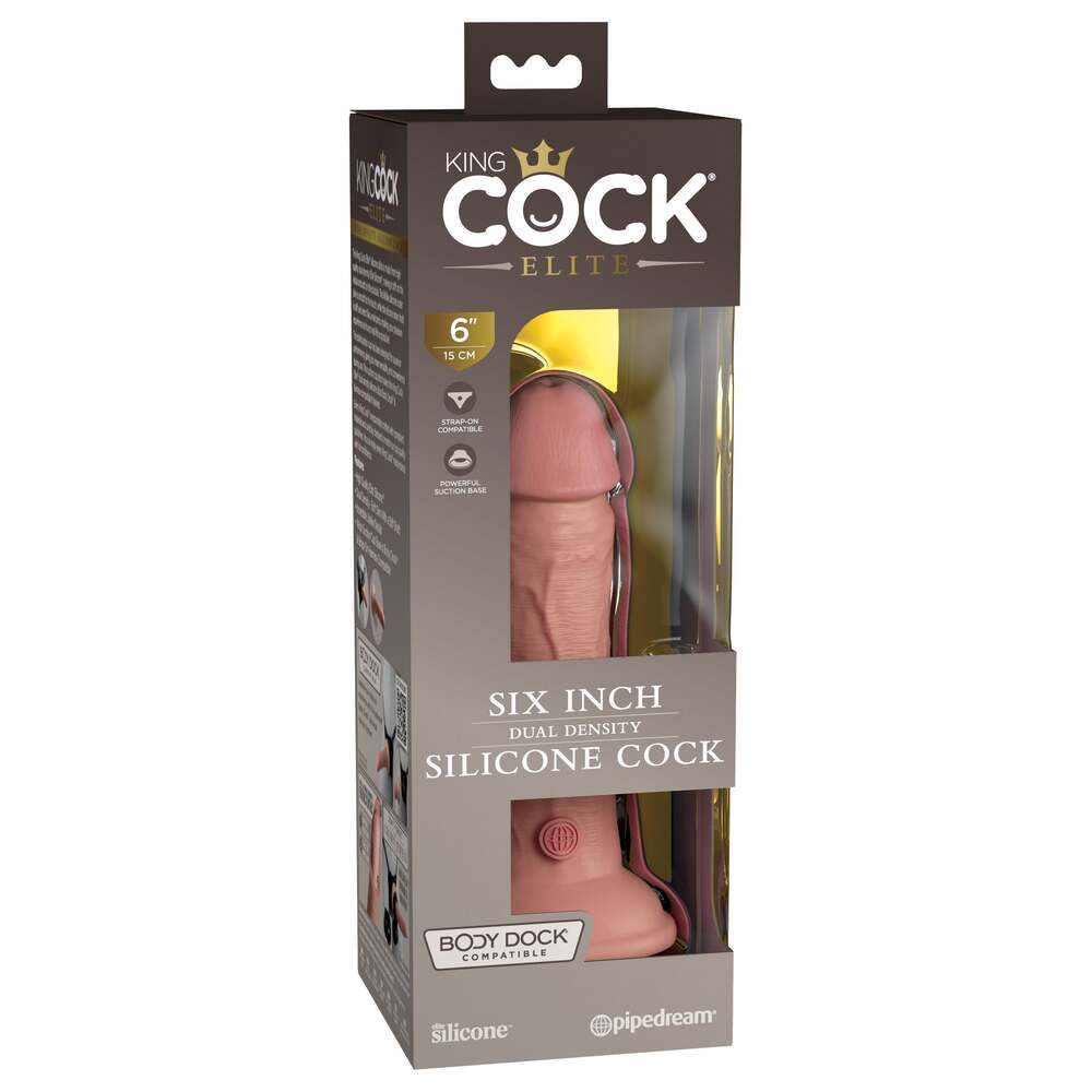 Gode double densité King Cock Elite 6 pouces Caramel