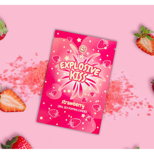 Bonbons pétillants pour le sexe oral à la fraise Explosive Kiss 9g