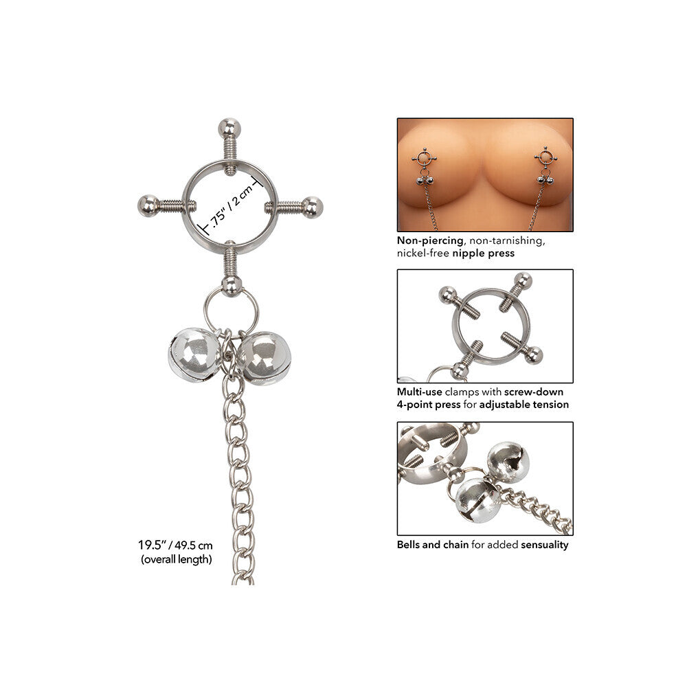 Pinces à tétons Presse à tétons à 4 points avec cloches